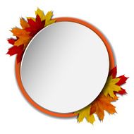 Round banner with autumn leaves