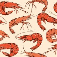 Shrimp hand drawn pattern N2