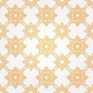 Seamless abstract white pattern with orange fancy ornament