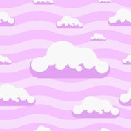 Seamless vector pink clouds pattern background