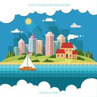 cityscape summer Country house on a background of big city N2