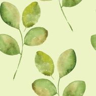 Watercolor branch with leaves Seamless pattern