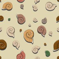 Vector seamless pattern with sea shells