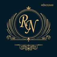 Vintage vector monogram N4