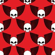 Skull with wings seamless pattern Background of winged head sk