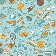 Seamless pattern with sports equipment