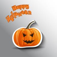 Halloween pumpkin - sticker vector illustration on grey background