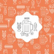Seamless pattern beer and snack icons emblem
