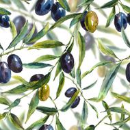 Seamless pattern with branches of the olive tree N2