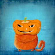 Orange Cat with Pumpkin Head