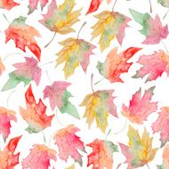 Watercolor maple autumn leaf seamless pattern N2