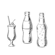 Beer sweet soda and cocktail sketches