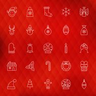 Christmas New Year Thin Line Icons Set