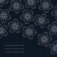 Japanese quilting Sashiko card Sakura flowers