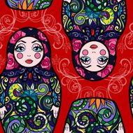 Vector Russian Matreshka Color Seamless Pattern
