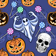 Seamless Halloween pattern with a pumpkin Party desig