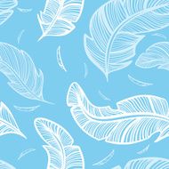 Vector Blue Feather Seamless Pattern