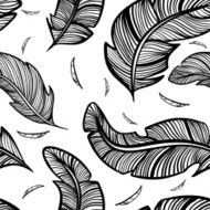 Vector Black and White Feather Seamless Pattern