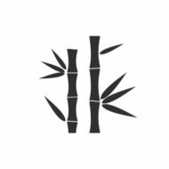 Bamboo silhouettes on the white background