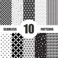 Black and White Geometric Seamless Patterns set