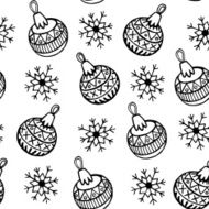 Christmas ball and snowflake vector seamless pattern N2