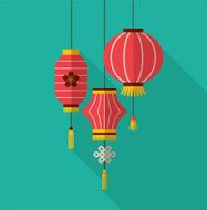 chinese new year clean flat design with lanterns