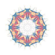 Round vector shape molecular construction with connected lines and dots