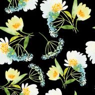 Seamless pattern with flowers watercolor Gentle colors Female N21