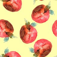 Apples seamless pattern watercolor Handmade Autumn N6