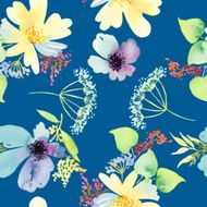 Seamless pattern with flowers watercolor Gentle colors Female N24