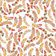 Watercolor oak autumn leaf seamless pattern N2