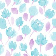 cute watercolor flowers seamless vector pattern N3