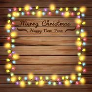 Christmas lights on wooden boards