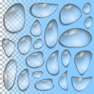 Set of transparent drops in pale grey colors Vector