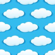 Seamless pattern of clouds on blue sky