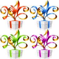 Vector set of ribbons Symbol New Year 2016