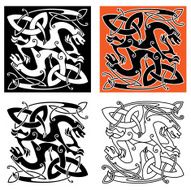 Intricate celtic mystical dragon animals