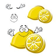 Cartoon happy ripe lemon fruit