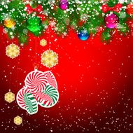 Christmas background with tree branches decorated N3
