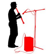 Silhouette musician plays the clarinet Vector illustration