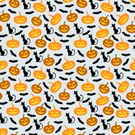 Halloween pumpkins bats and cats pattern seamless
