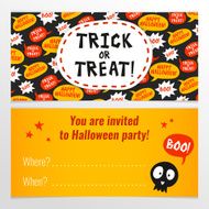 Bright Halloween party invitation design template horizontal N3