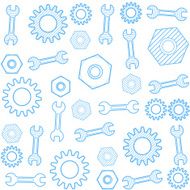 Vector seamless pattern with gear and wrench
