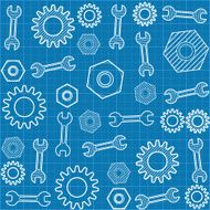 Vector seamless pattern with a wrench and gears