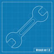 Blueprint of wrench Vector illustration