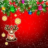 Christmas background with tree branches decorated N5