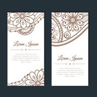 Cute cards with floral and paisley mehndi ornament