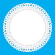 White round openwork napkin on blue background