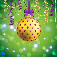 New Year greeting card Christmas Ball with bow and ribbon N4