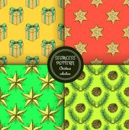 Sketch set of Christmas seamless patterns